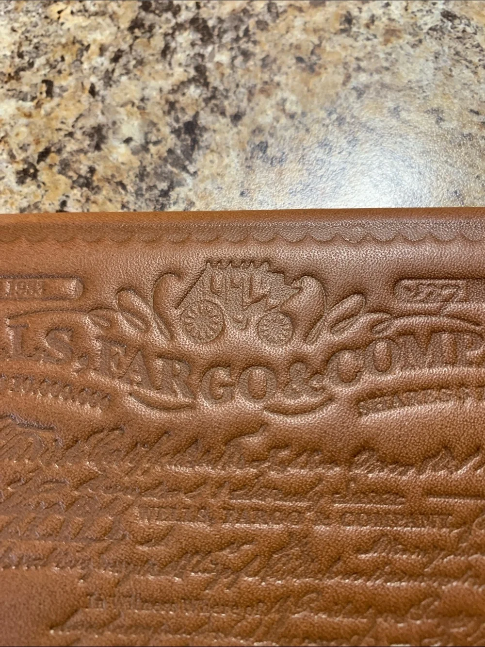 Vintage Wells Fargo& Co Leather Embossed Stock Certificate DocumentTravel Wallet